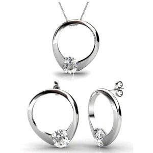 18k White Gold Plated Necklace and Earrings Jewelry Set